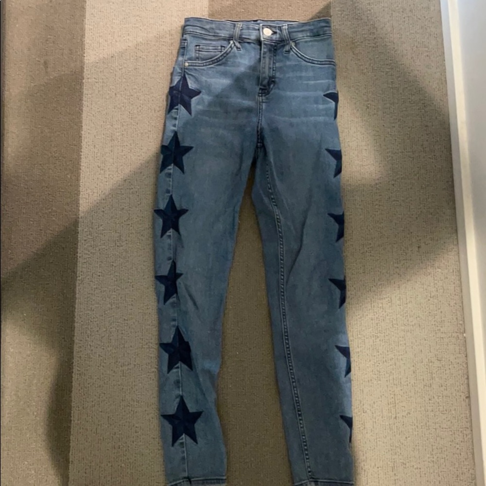 high rise skinny jeans with patches
